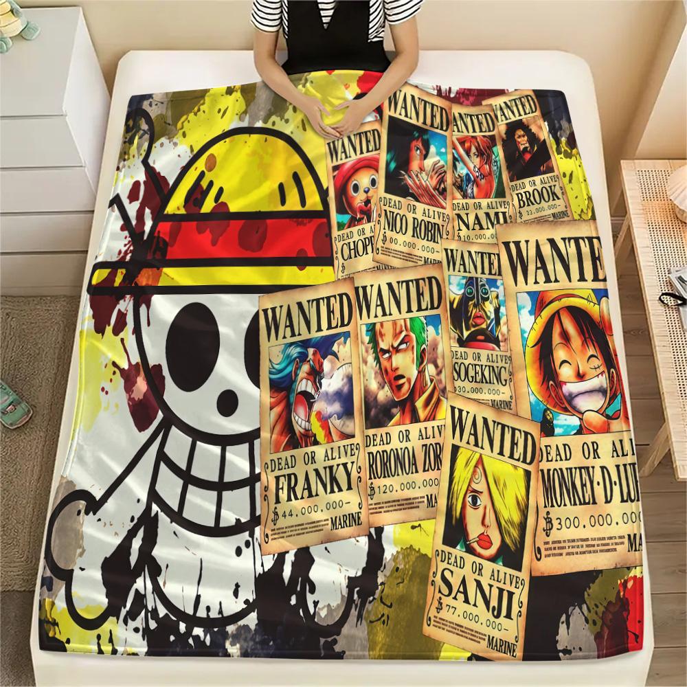 1PC One Piece Straw Hat Pirates Patterned Flannel Blanket Suitable For All Seasons For Home Decor Warmth And Comfort Gifts Holiday Present