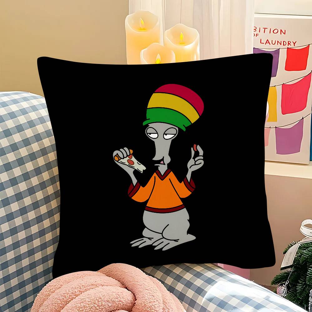 

Anime Dad Roger Cartoon Pillow Case Fashion Square Pillowcase Bedroom Sofa Room Ins Decoration Leisure Cushion Cover 16x16Inch