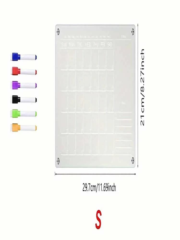 

1 шт. - Плоская доска прозрачный белый акриловый магнитный стикер на холодильник. Включая 6 магнитных маркеров, Записывайте ежедневные планы