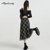 Elegant Fashion Autumn Winter Women Office Lady Skirt High Waist Gray Brown Knitting Skirt Knitted Tassel Feminine Warm Skirts