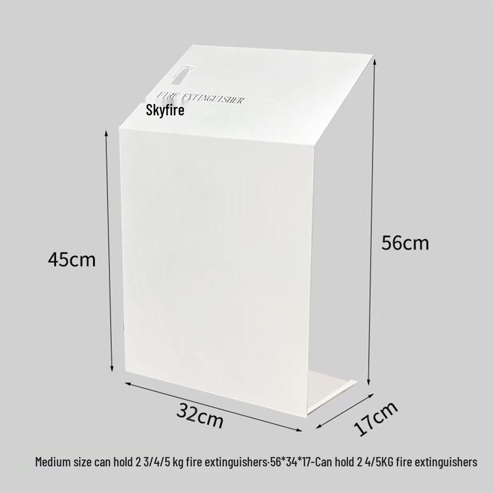 Stojan na hasicí přístroj s úložným prostorem a bezpečnostním krytem pro práškové hasicí přístroje