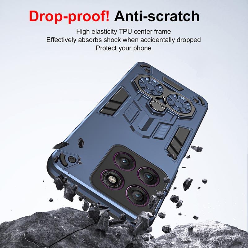 Shockproof Armor Case For Motorola Mote G04 G24 E14 G04S G05 G15 Power EDGE 50 6 Pro NEO Fuslon Finger Ring Stand Holder Cover
