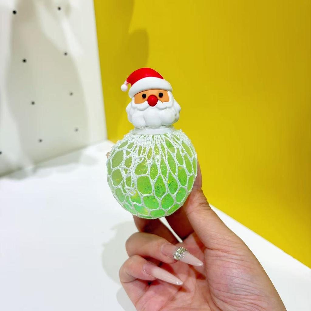 Christmas Ball with Santa, Snowman and Glitter Grape Design - Holiday Sensory Toy