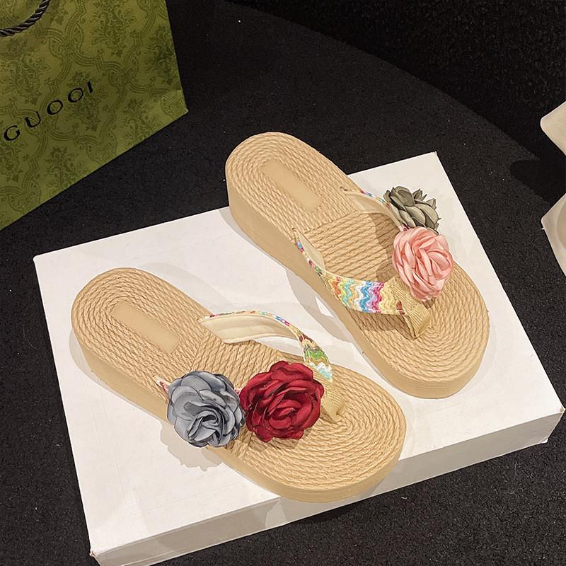 Stylish Summer Wedge Flip Flops For Women With Floral Design Comfortable Casual Wear