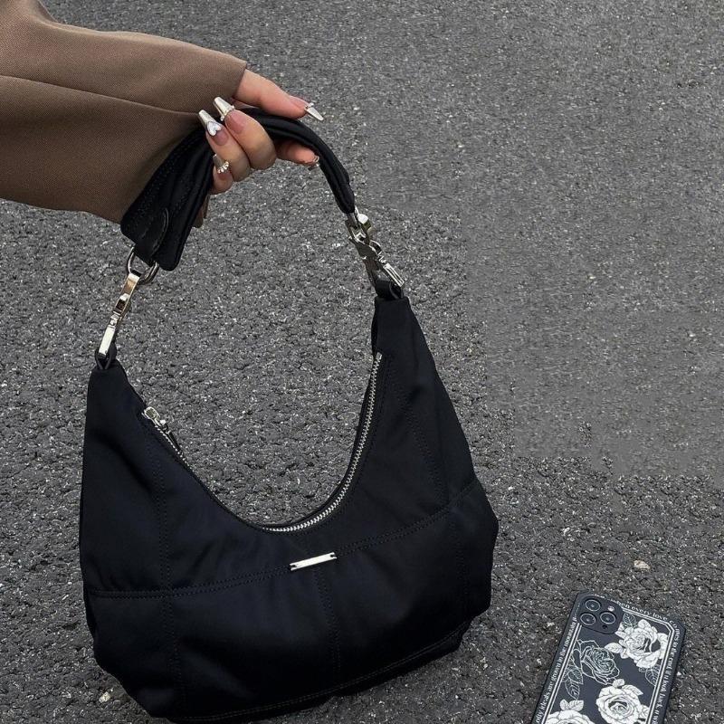 Vintage Oxford cloth black underarm bag niche design sunny day dark cloud bag casual fashion crescent shoulder handbag