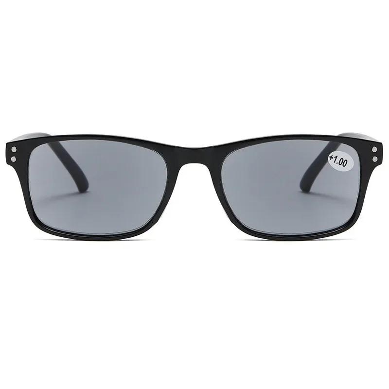 Fashion Trend Reading Sunglasses Classic Square Frame Gray Lens Long Vision Sunglasses Neutral Outdoor UV Protection Glasses
