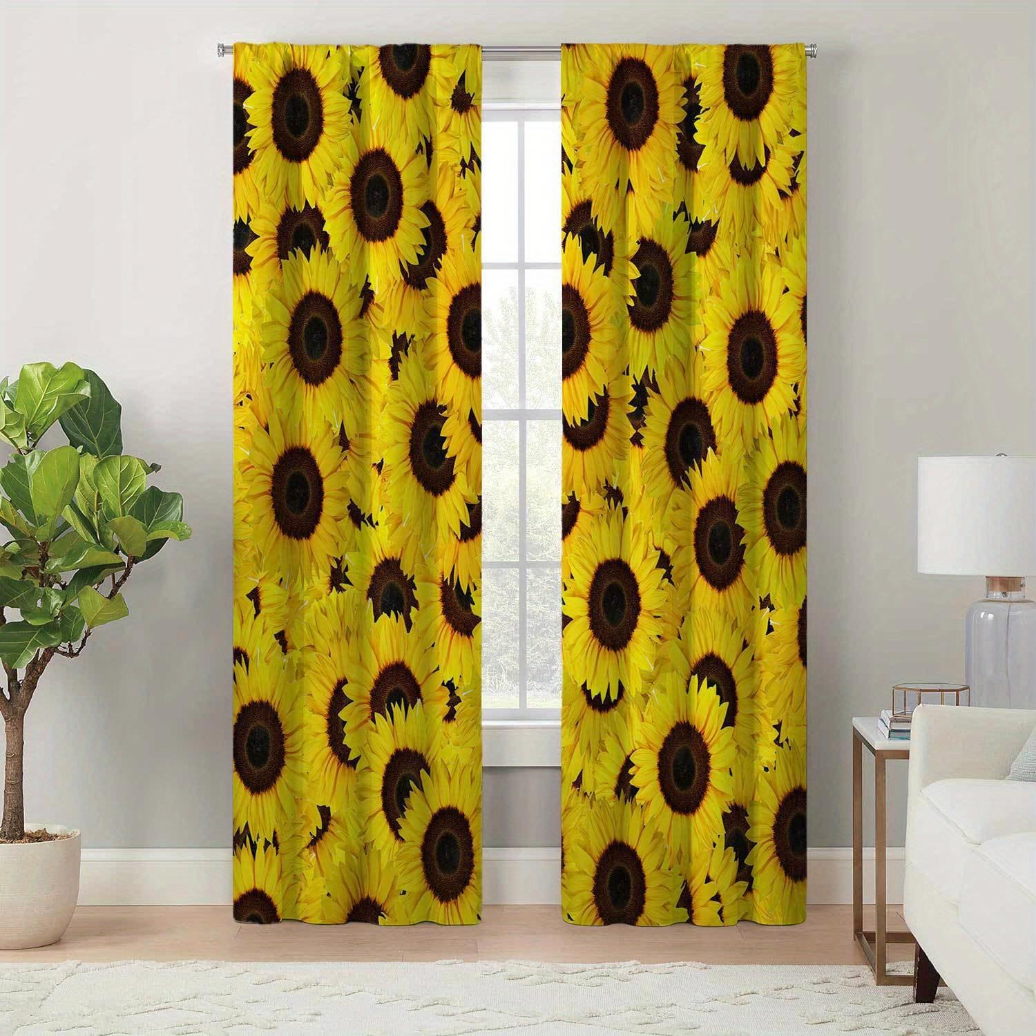

Элегантные винтажные шторы с принтом подсолнухов и бабочек для гостиной, шторы из полиэстера в стиле бохо, легко вешать, прочные Milled cotton fabric&Rod Pocket
