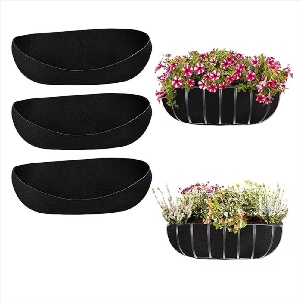 3Pcs Root-Friendly Felt Plant Pot Liners Water-Retentive Hanging Basket Liners  Garden Fence Railing