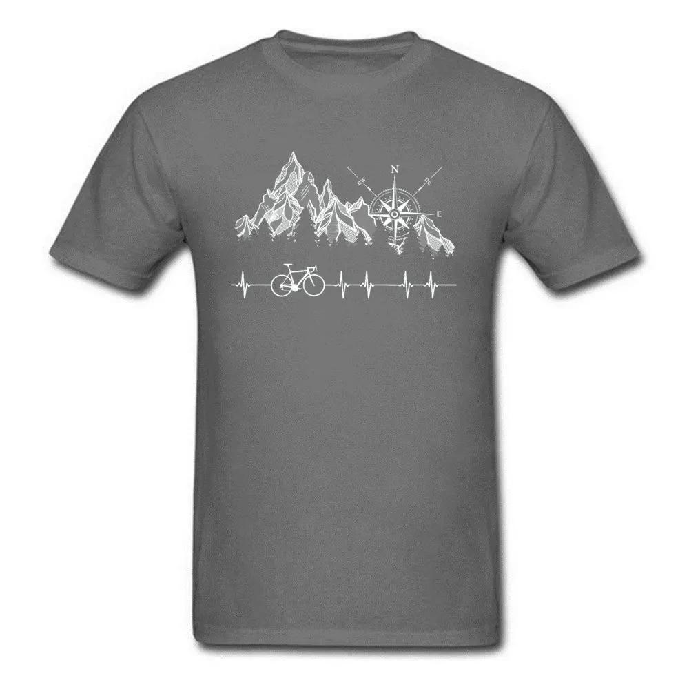 Cycle Life Heartbeat Biker Tshirt Mountain Forest Hiking Printed Tops & Tees Compass Bike Casual Funny T-shirts 100% Cotton