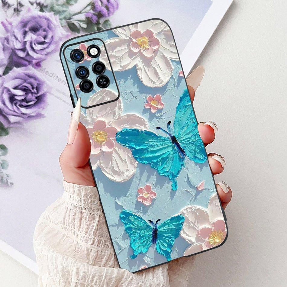 For Infinix Note 10 Pro Note10 Elegant Butterfly Cat Printed Phone Case For Infinix Note 10 10Pro NFC Black Silicone Soft Cases