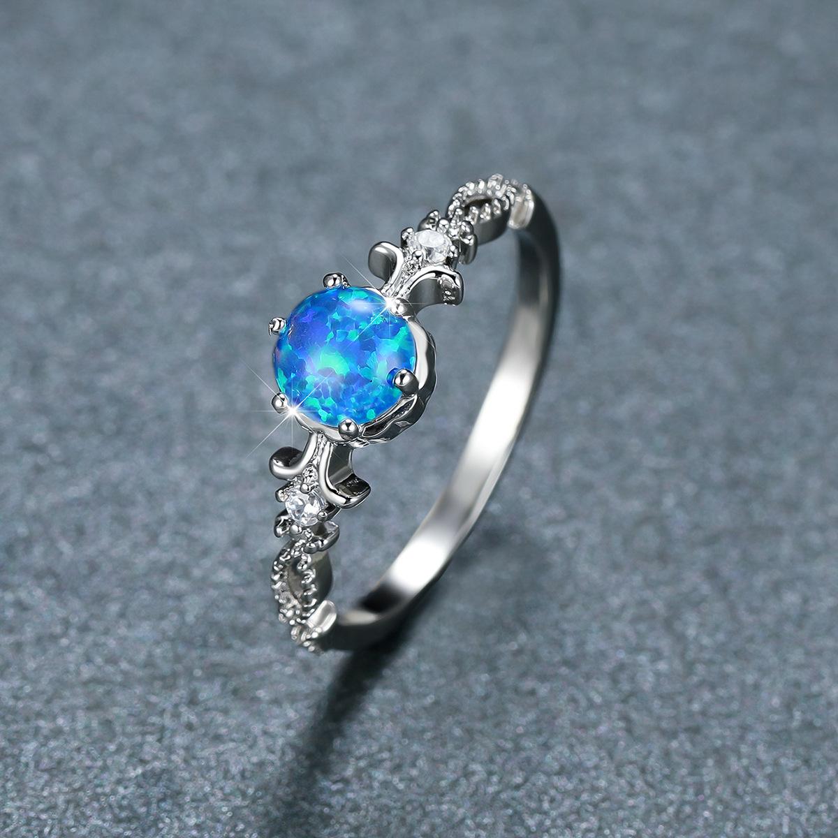 

Новое модное кольцо в стиле легкой роскоши с круглым сине-белым кружевом на шести крапанах, женское универсальное No. 10