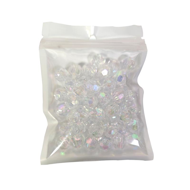Acrylic Faceted Crystal Beads Transparent Loose Spacer Craft Beads for DIY Bracelet Necklace Jewelry Making Bags Decoration