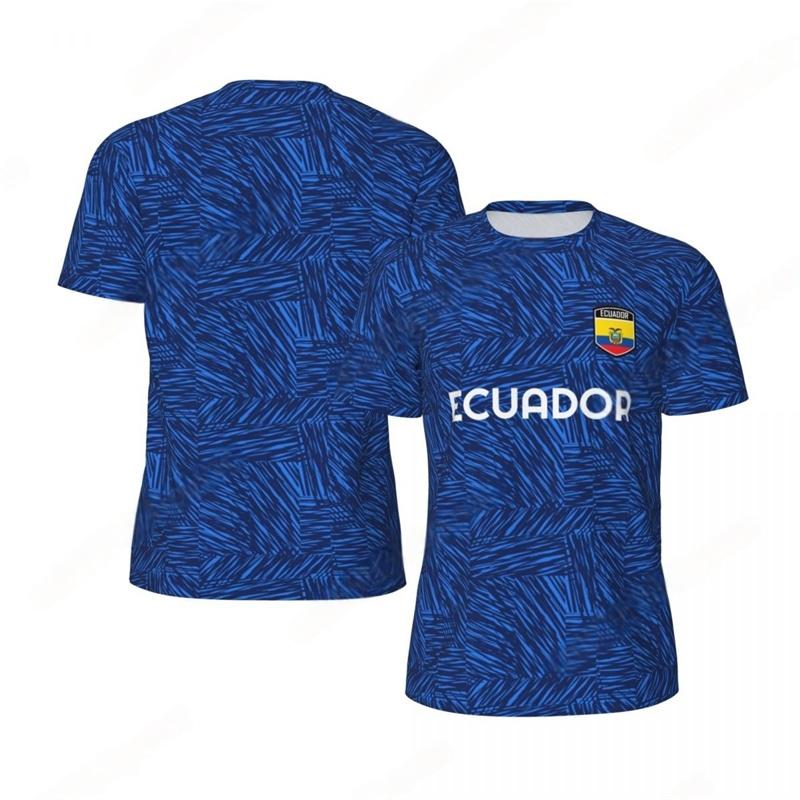 Ecuador Muster Fußball T-Shirt Herren Sommer Locker Fußball Laufen Kurzarm Oberteile T-Shirt Mode Sport Fußballtrikot T-Shirts