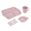1 Set Practical Compartmentalized Rounded Edges Dinnerware Delicate Bowl Plate Cup Spoon Fork for School
