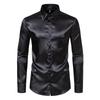Camicia da uomo lucida in raso a maniche lunghe 2026 - Stile trendy da discoteca per primavera/autunno.