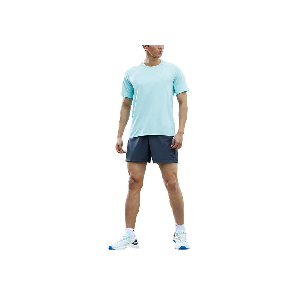 Anta Solid Color Casual Breathable Sports Round Neck Short Sleeve Shorts Set Men Sets Blue 952225229-1