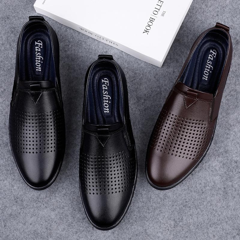 Fashion Premium Mens Genuine Leather Loafers Slip-On Dress Shoes Comfortable Business Casual Shoes Breathable Driving Footwear Moccasins
