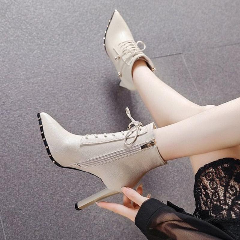 Fashion Female Short Shoes Plain Chunky Heel Non Slip Zip Women's Ankle Boots High Quality Fashion 2025 Booties Large Size Warm Boot Pu