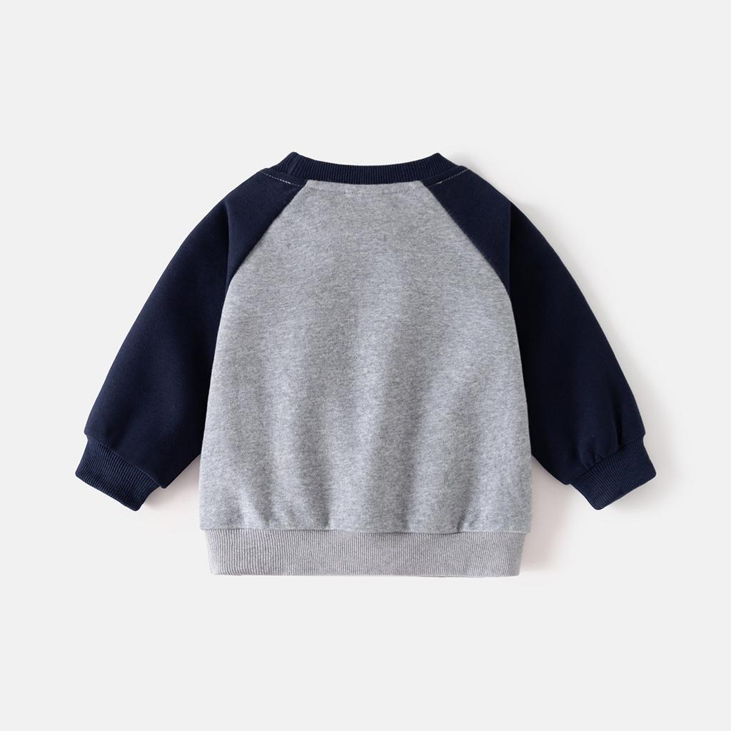 Boys Raglan Sleeve Sweatshirt Embroidered Pullover Loose Fit Casual Spring Top Fashion Clothing for Toddler and Kids