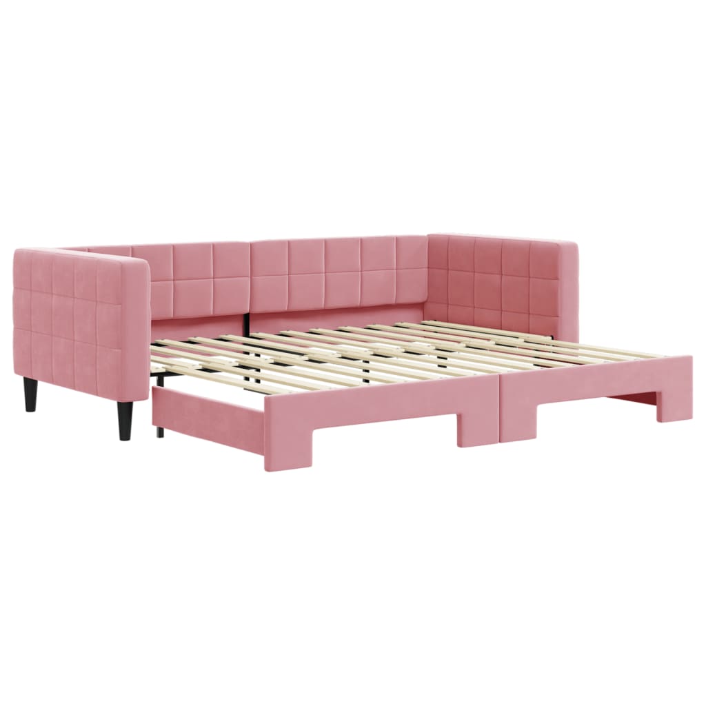 Daybed Extendable Pink 90x200 cm Velvet