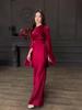 European & American Patchwork Flare Sleeve Satin Dress - Slim Fit, Autumn Style 2025