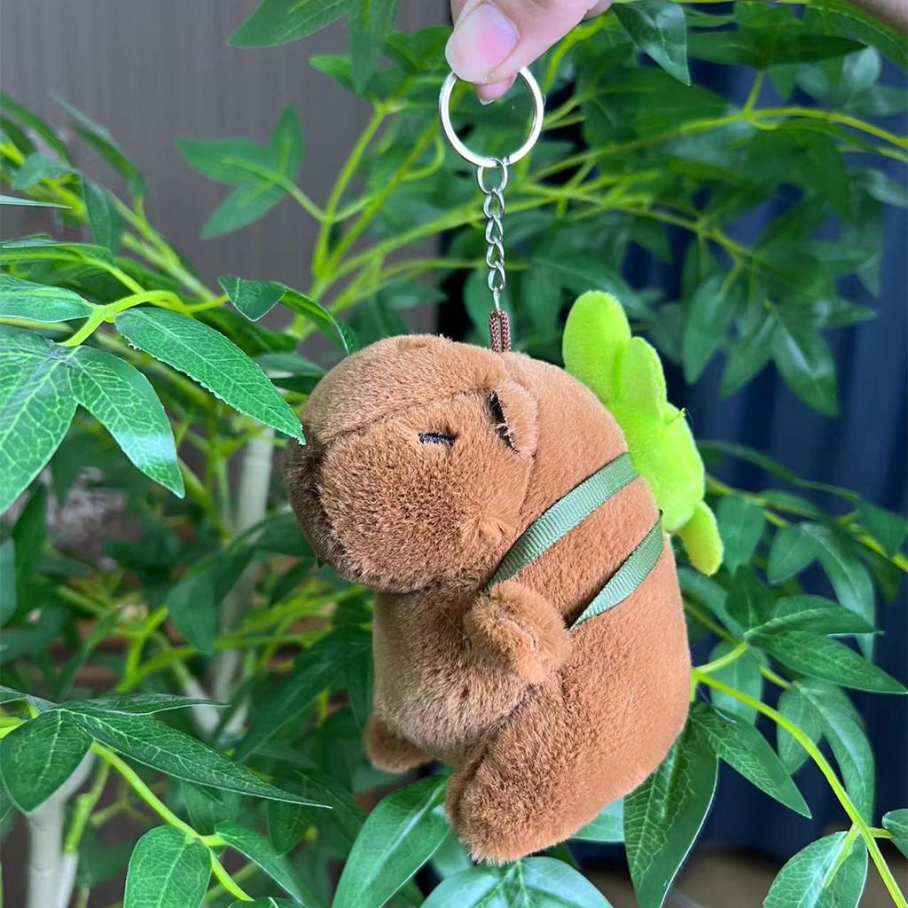 Capybara 11cm Fashionable Plush Keychain With Adorable Strawberry Hat Great Personalization For