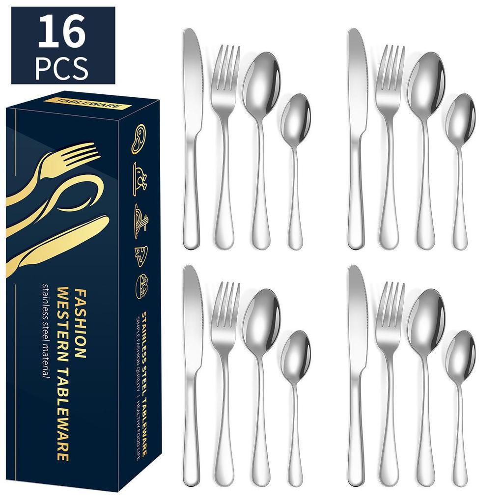 Popular 1010 Stainless Steel Tableware, Knife, Fork, Spoon Set, 24 Piece Set/16 Piece Set, Western Food Tableware Is Cheap
