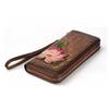 Johnature Handmade Vintage Genuine Leather Ladies Clutch Bags Female Purse Women Floral Zipper Standard Wallets