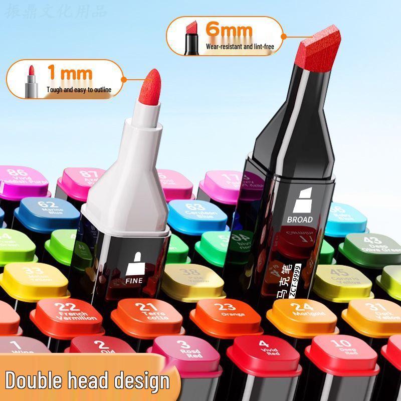 Genuine Dual-Tip Oil-Based Marker Pens - 120 Colors, Quick-Drying, Large Capacity for Elementary School Art.