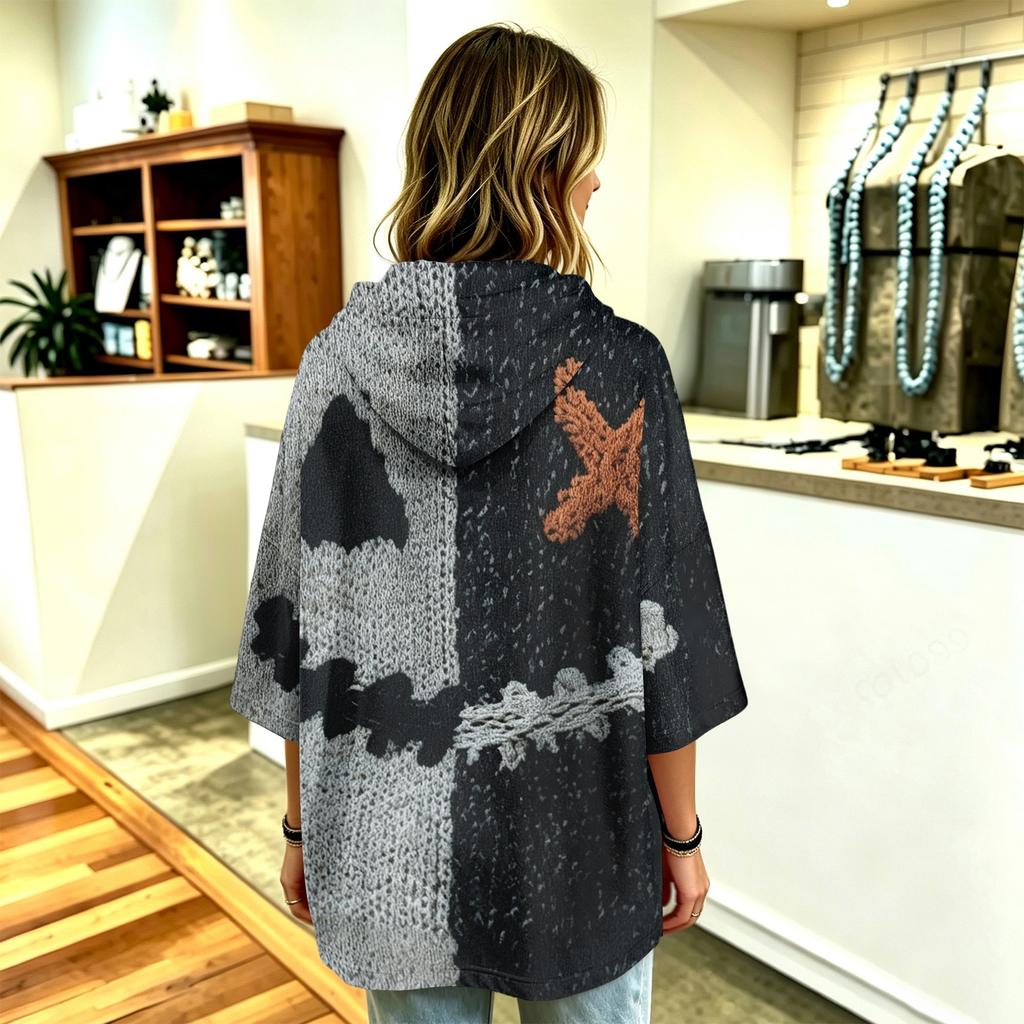 Damenmode Dreiviertelarm Halloween-Print Kapuzenpullover Top