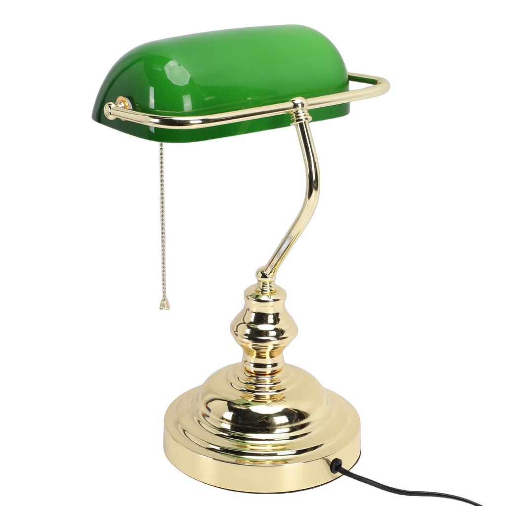 Green Glass Bankers Desk Lamp Green Glass Antique Vintage Table Lamp with Pull Chain Switch Plug In Fixture E26 27 Bulb