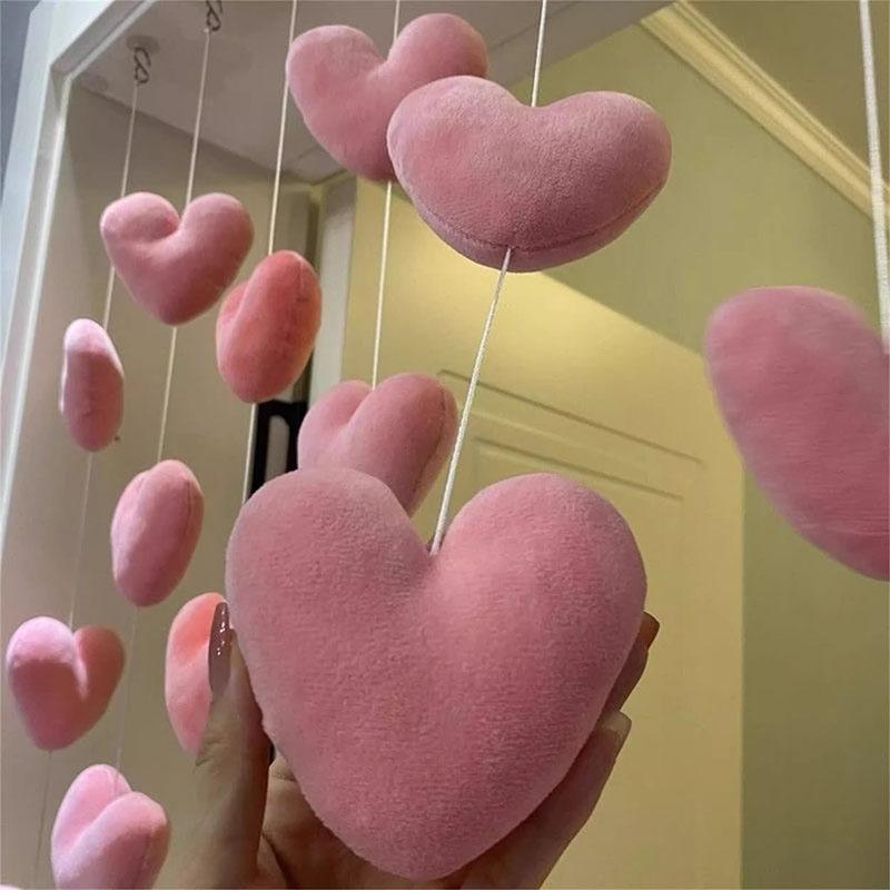 Romantic Heart Shaped Door Hanging Curtain Korean Style String Pendant Partition Door Curtain Bedroom Decoration Accessories