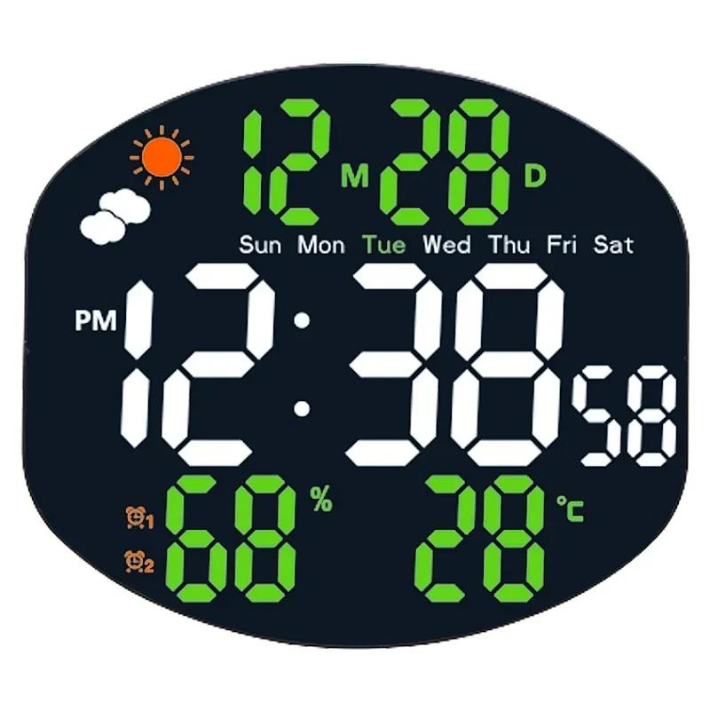 Large-screen LED Clock Wall Clock Temperature and Humidity Date Sunday Mode Electronic Wall Clock When Weather Is Displayed