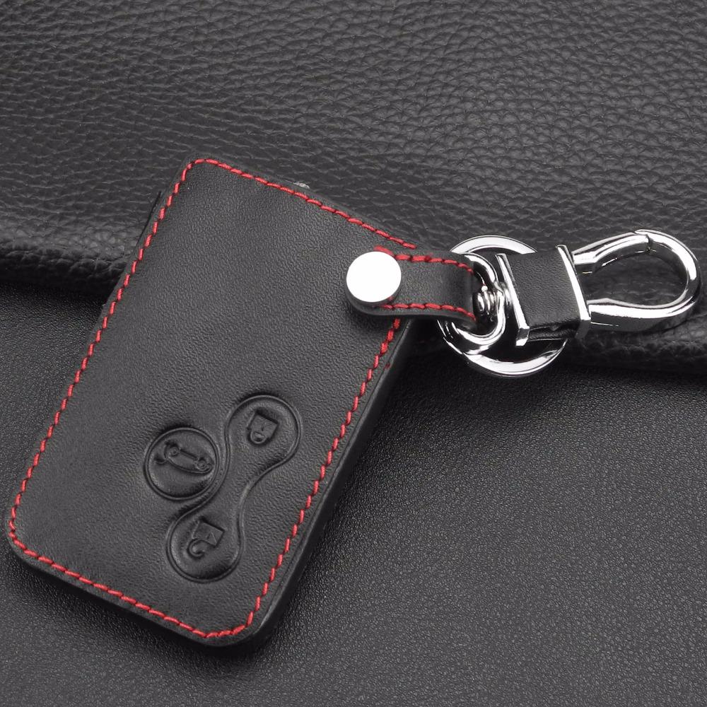 Jingyuqin 3 Buttons Leather Car Key Protection Case Cover For Renault Megane R.S. Scenic 3 Buttons Card Key Case Shell Cover
