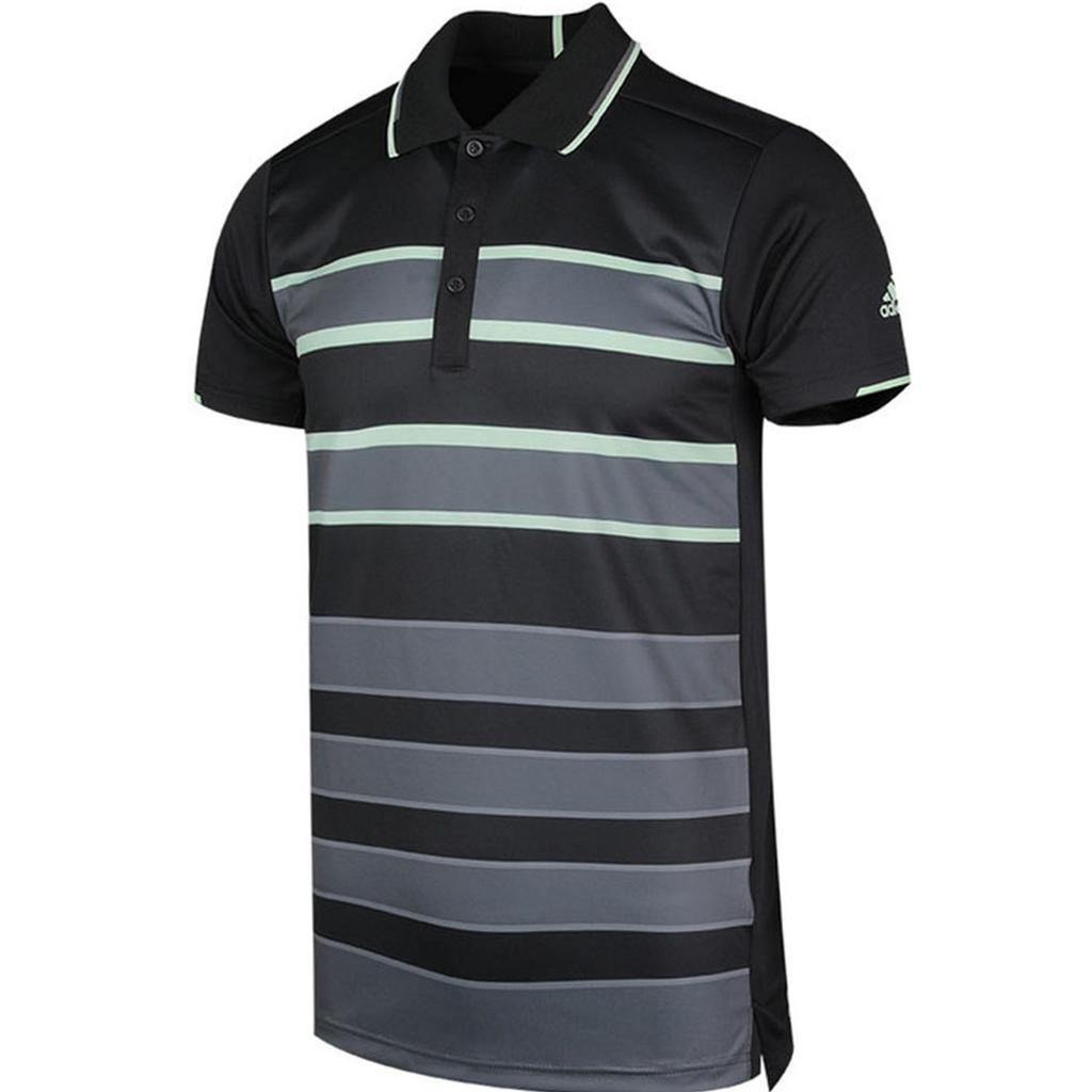 Adidas Tennis Training Striped Design Short Sleeve Polo Shirt Men Polo Shirts Black DY7470