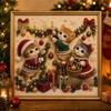 1 Set 3D Pearl Effect Diamond Painting Art Kit Christmas Kitty Theme Handmade Christmas Kitty Art Kit DIY Pearl Art Kit