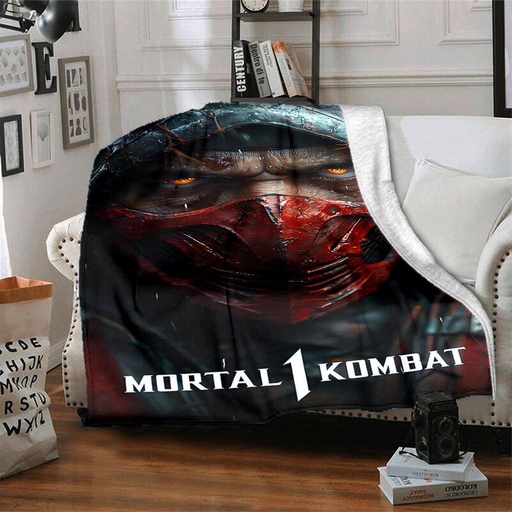 1pc Mortal Kombat Blanket Lightweight Flannel Throw For Sofa, Bed, Travel, Camping, Livingroom, Office, Couch, Chair, And Bed