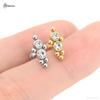 1Pc 1.2x6/8mm G23 Titanium Base Stainless Steel Studs Lip Labret Piercing Nose Helix Piercing Conch Tragus Earrings Flat End