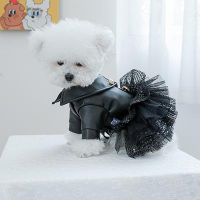 Autumn Punk Sequin Leather Dog Clothing  Princess Pet Dress Less Dog Dress for Small To Medium Dog  Chihuahua Yorkies Dress