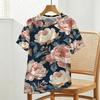 Women's Ins-Style Floral Print Short Sleeve T-Shirt Soft, Comfortable, Versatile for Daily Casual Wear