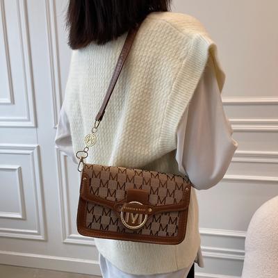 Bag Women's Early Autumn New Printed M Letter Shoulder Handbag Trendy Fashion Lock Small Square Bag Women's Bag