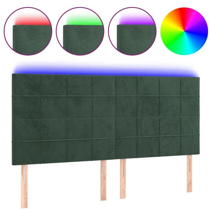VidaXL LED Headboard Bedroom Furniture Double Bed Accessory Head of Bed Frame Interior Dark Green 3122481