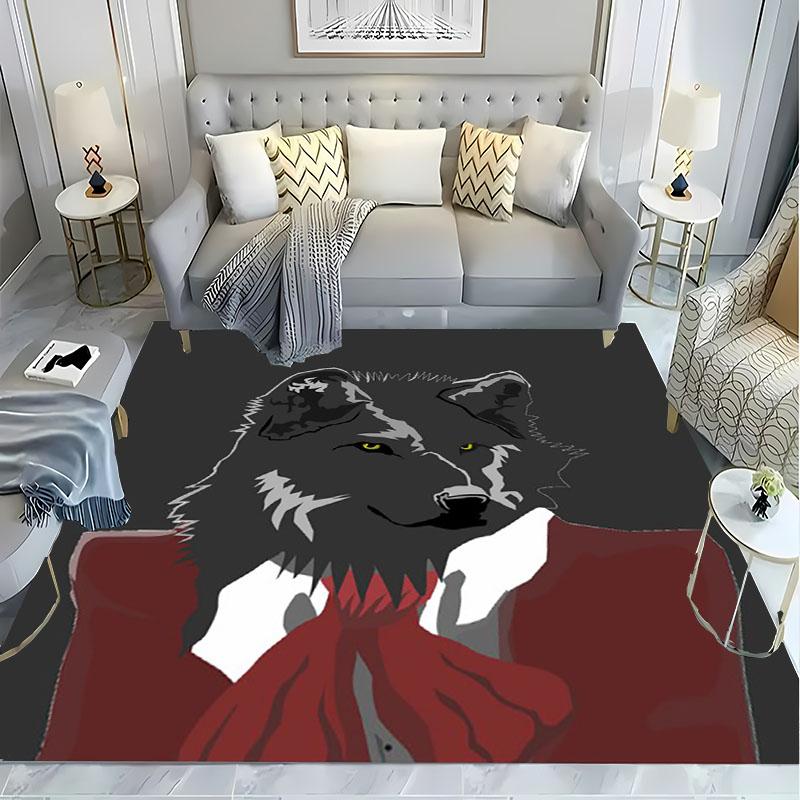 3D Printing Cartoon Wolf Large Area Carpets for Home Living Room Kids Bedroom Sofa Doormat Kitchen Floor Rugs Anti-slip Decor