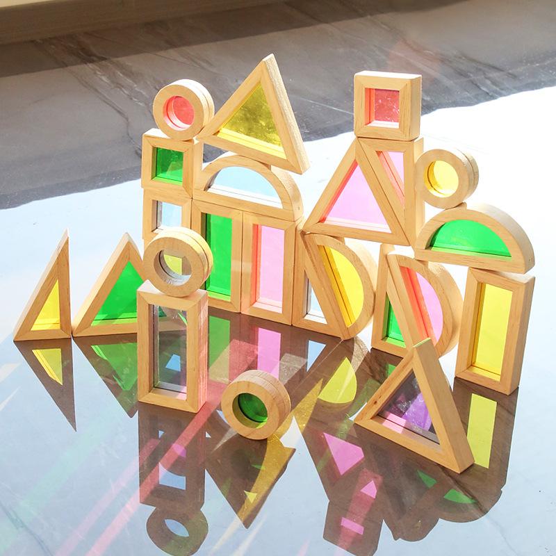 Children'S Acrylic Building Block Early Education Educational Toys Shape Color Cognition Colorful Kaleidoscope Creative Mosaic Color Window