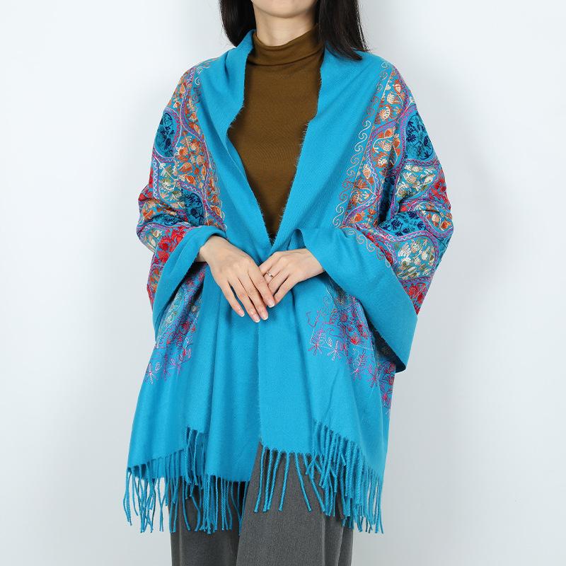 

Новый женский шарф цветочный большой платок дорожная одежда с кисточками утолщенный теплый верхняя одежда