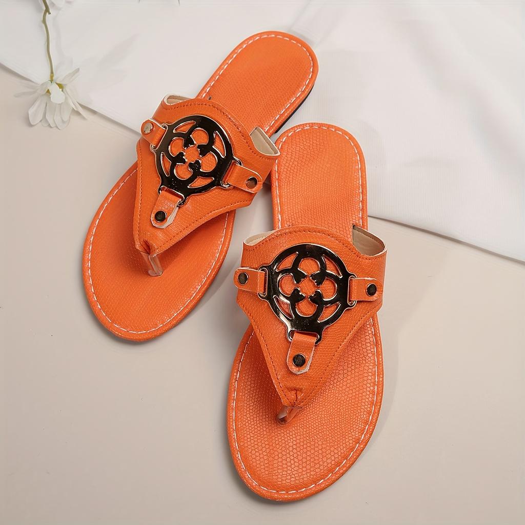 Women's Buckle Decor Flip Flops, Fashion Summer Beach Flat Slide Shoes, Casual Outdoor Slide Sandals