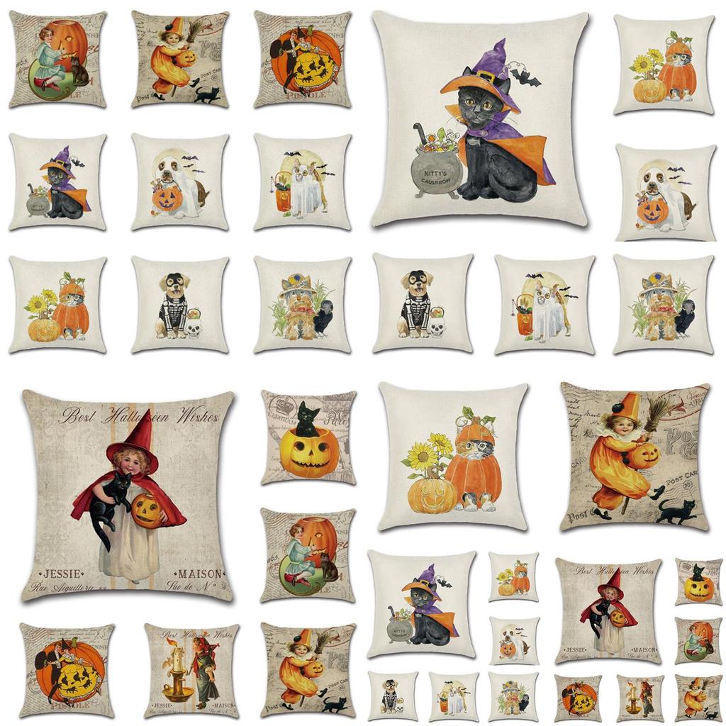 Multicolor Halloween Themed Pumpkin Animal Waist Cushion Cover For Vibrant Home Elegance