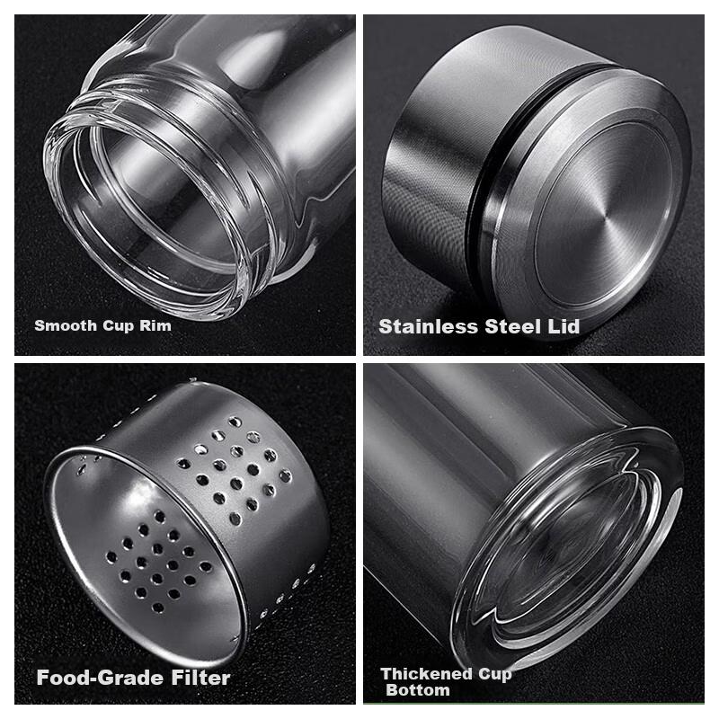 ZARVYRELAXED Tea Infuser Double-Layer Borosilicate Glass Cup Large Capacity 304 Stainless Steel Tea Strainer Business Heat-Resistant Water Cup