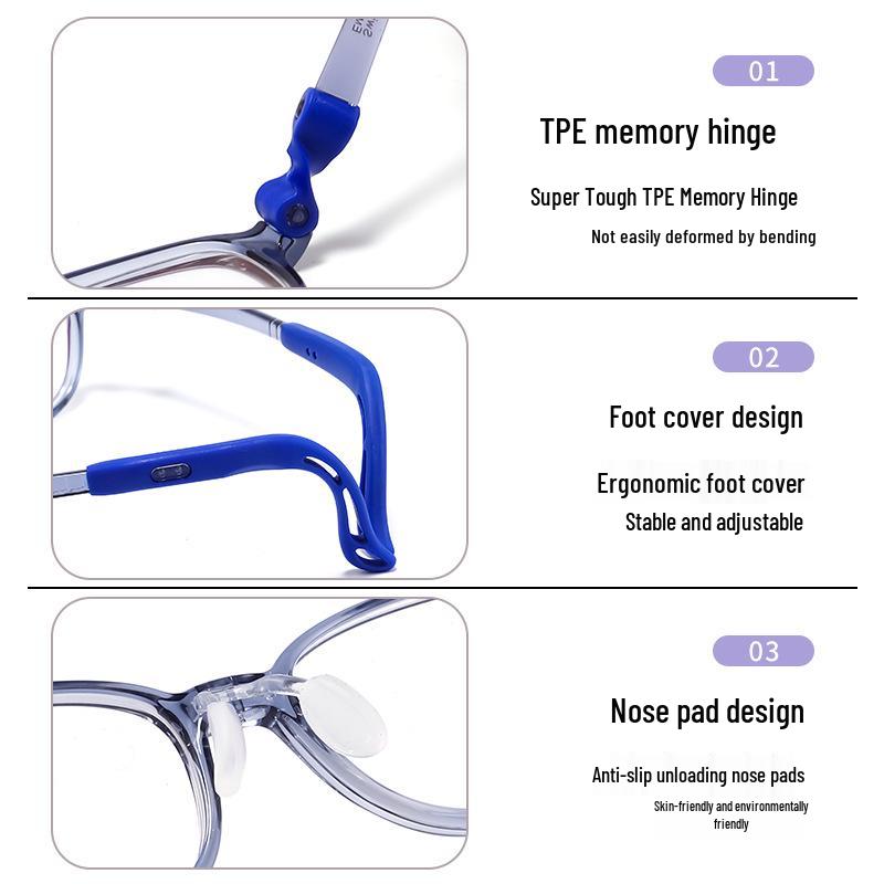 Ultralight Myopia Glasses for Teens - Screwless TR Frame, Safe Sports Design T048ET