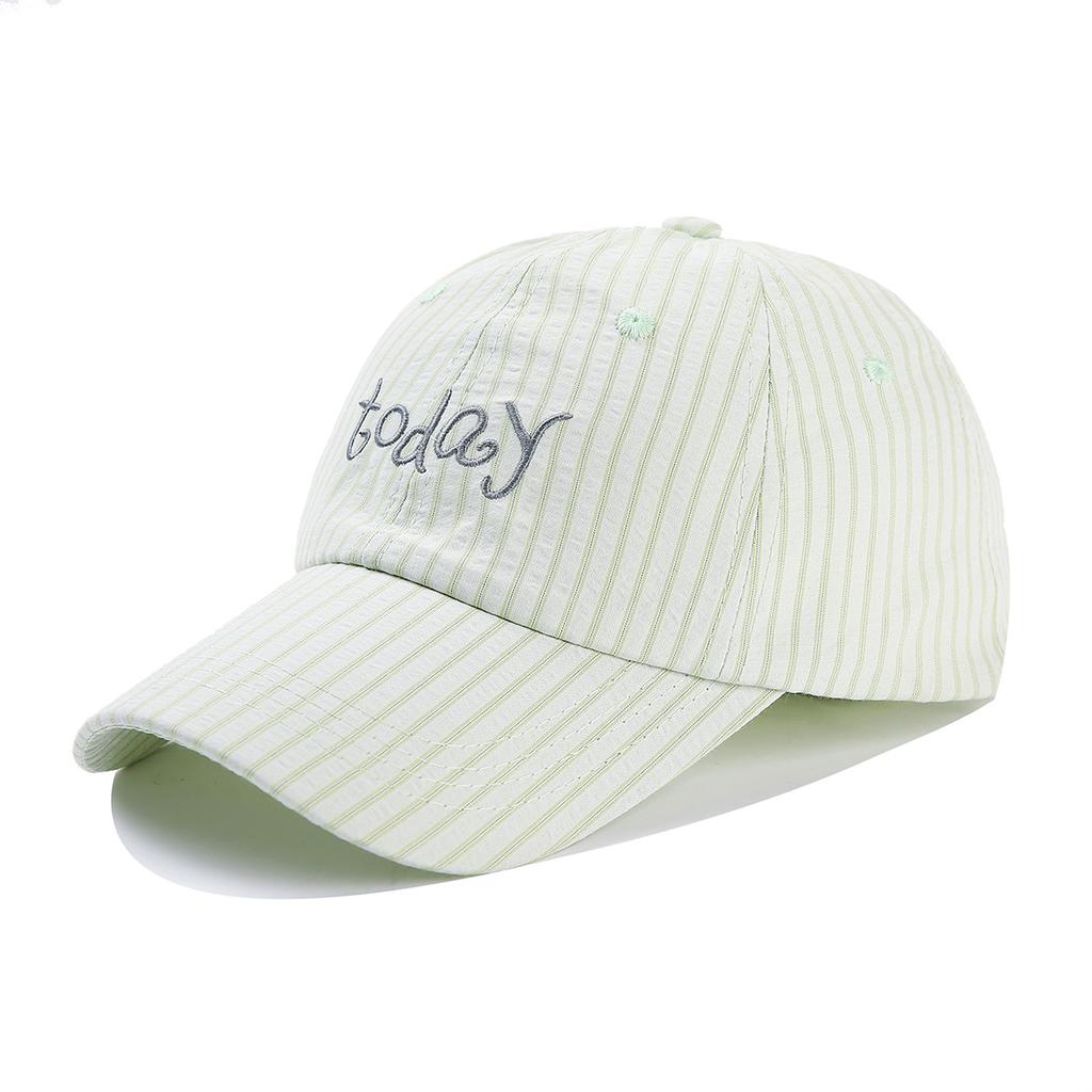 Striped Small Fresh Sun Cap Today Letter Embroidered Bow Back Tie Strap Baseball Cap Female